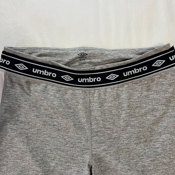 Umbro Gray White Black High Waist Athletic Workout 3/4 Leggings | Size XL - Picture 3 of 7